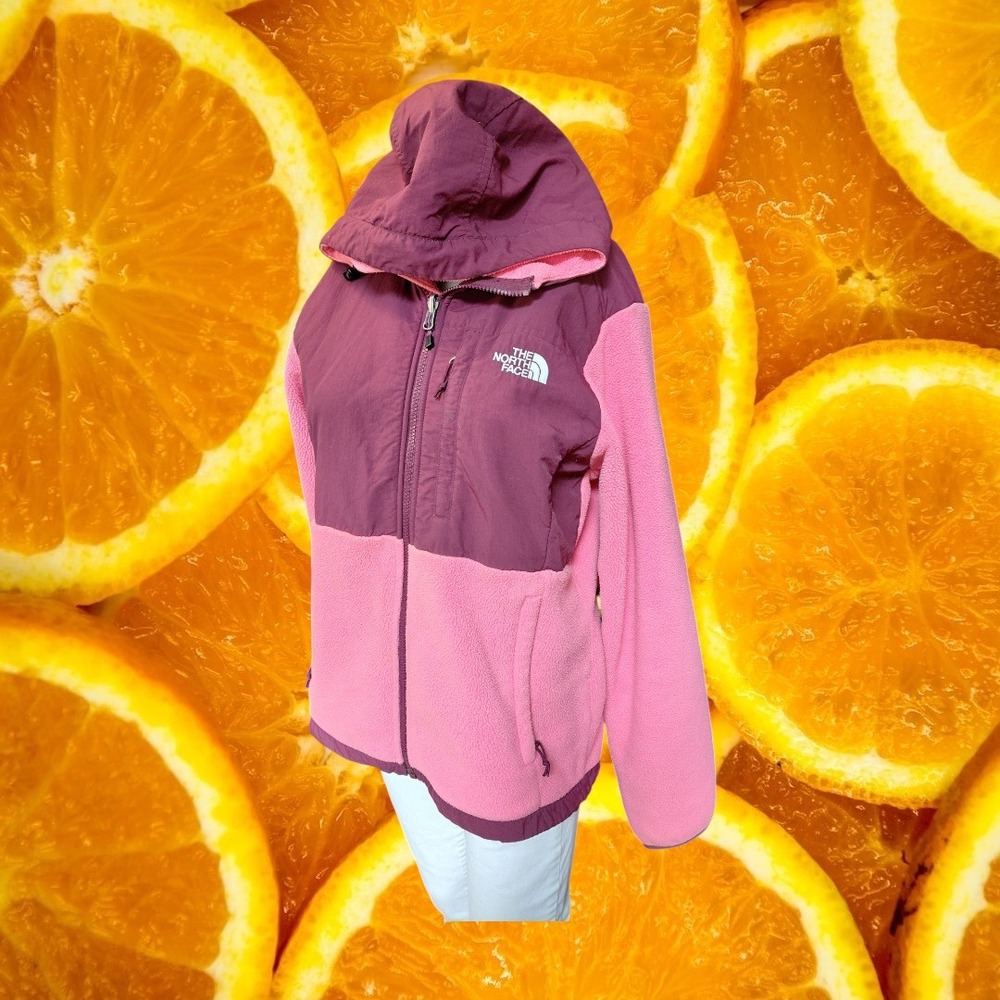 The North Face Denali 2 Hooded Fleece Jacket Pink Burgundy Womens M Polartec